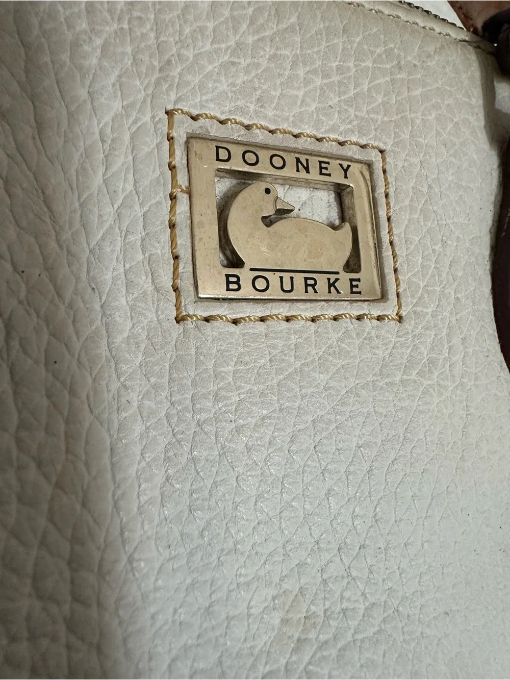 Dooney & Bourke Pebble Grain Leather Satchel Crossbody - Bone/Tan